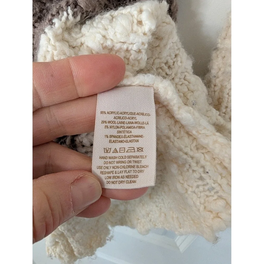 Free People Cuddle Bear Striped‎ Boucle Knit Longline Cardigan Sweater Medium